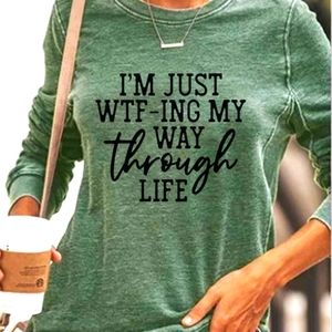 Printed Long Sleeve Green Shirt Women Size M